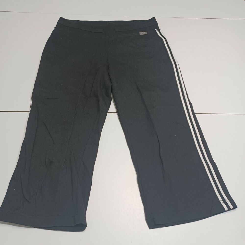 NYL Ladies Sweat Capris‎ Black Lounge Pull On Straight Leg Elastic Waist